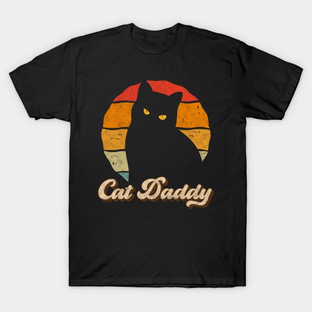 Cat Daddy Vintage Style Cats Dad Father Retro Distressed Men T-Shirt by Rebrand